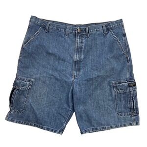 Wrangler Mens Denim Cargo Shorts Blue Relaxed Fit Size 44
